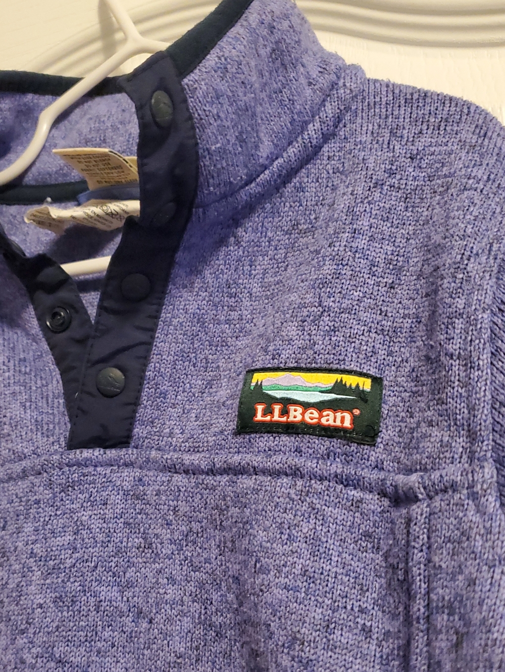 L.L.Bean Heather Purple Snap-Placket Fleece Pullover